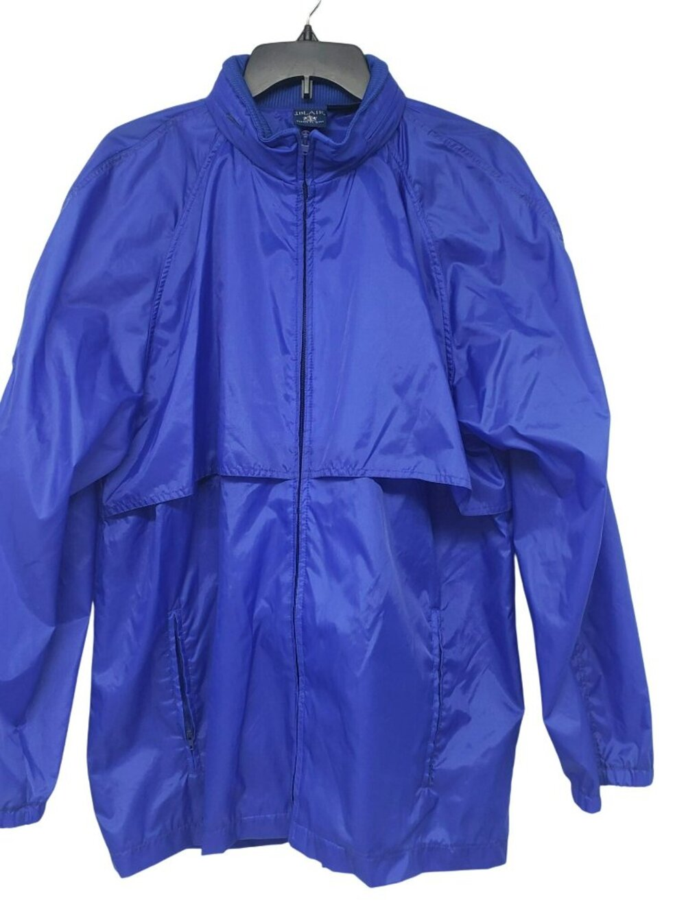 Vintage J Blair Neon Blue Windbreaker Jacket Hidden Hood Mesh Lined 90s